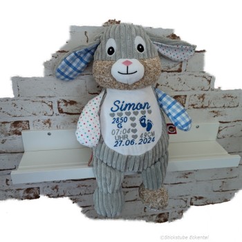 Hase Stofftier mit Namen besticken lassen